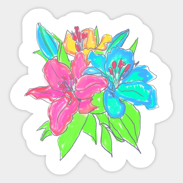 Colorful Lilly flowers Sticker by lexxiiimarie